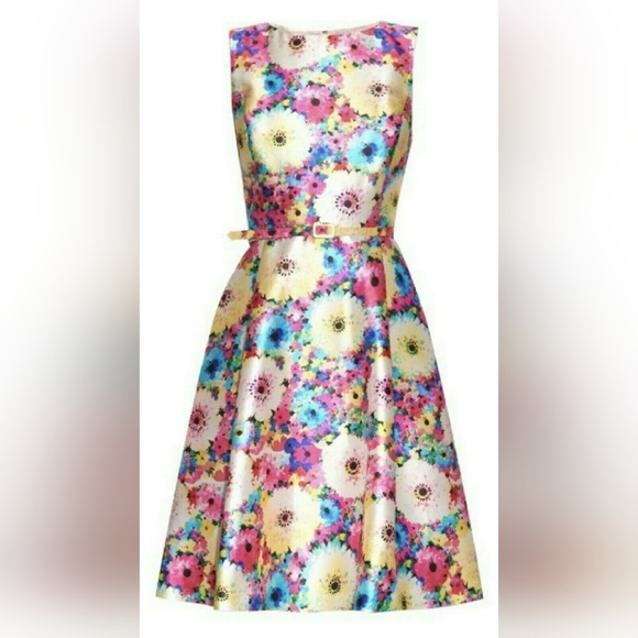 *$3,000 NEW OSCAR DE LA RENTA ADORABLE AZALEA FLORAL SILK RUNWAY DRESS US 12 - Picture 4 of 9